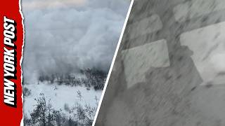Download lagu Terrifying Moment Avalanche Slams Train in the Swiss Alps mp3