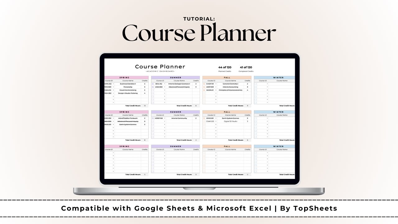 Course Planner Template | Step-by-Step Tutorial for Google Sheets & Microsoft Excel