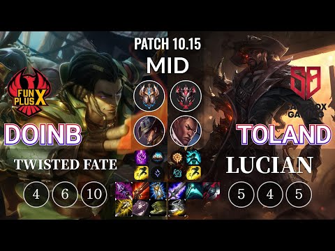 FPX Doinb Twisted Fate vs SB TolanD Lucian Mid - KR Patch 10.15