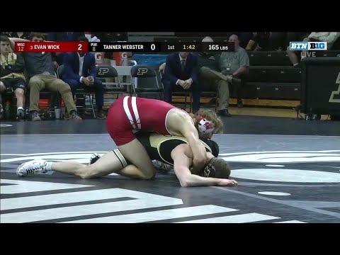 165 LBS: #3 Evan Wick (Wisconsin) vs. Tanner Webster (Purdue) | 2020 B1G Wrestling