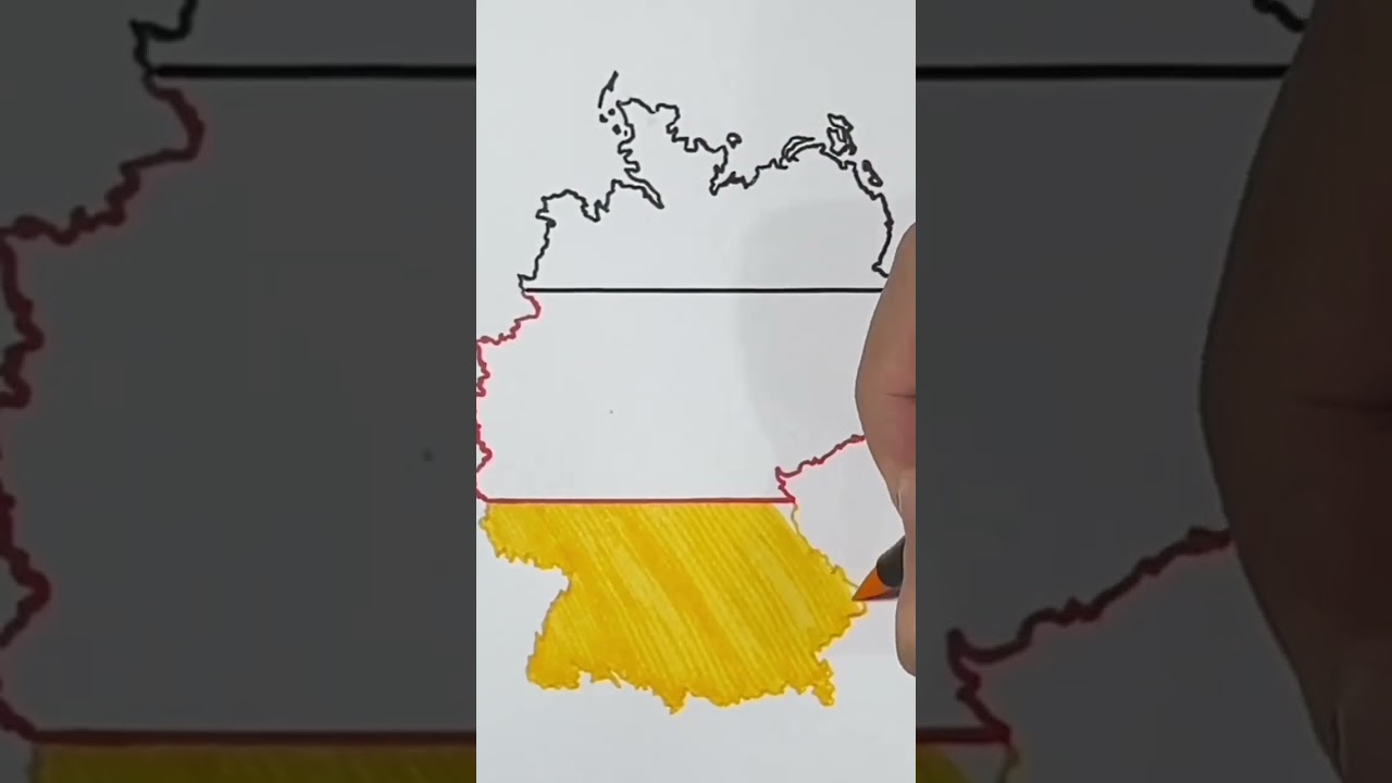 Drawing Germany Map by Flag #design #drawing #howto #germany #map #german #country #flag