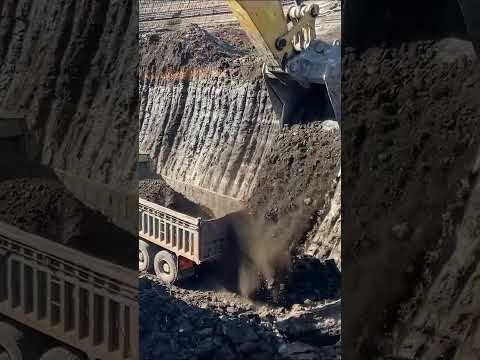 Huge Caterpillar 6015B Excavator Loading Trucks With Two Passes - #shorts