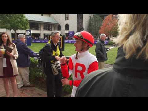 Mike Smith, Julien Leperaoux, Bloodstock agent Alex Solis II, and Frankie Dettori