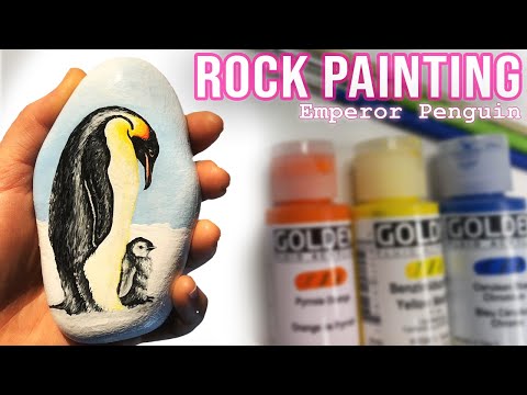 Rock Painting Ideas | Animals | Emperor Penguin Painting | Acrylic Painting