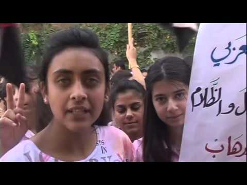 FREE SYRIAN ARMY VS AL QAEDA   Syrian students protest