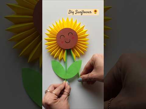 Create Beautiful Paper SUNFLOWER🌻! #kidscraft #schoolcrafts