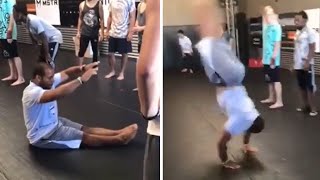 Incredibly athletic man performs multiple impressive flips from a sitting position #shorts