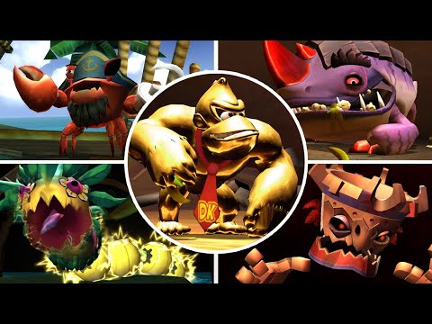 Donkey Kong Country Returns 4K - All Bosses with Gold Kong