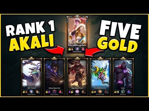 1 PRO PLAYER VS. 5 GOLD PLAYERS (REWORKED AKALI) INSANE 45+ KILL GAME - League of Legends