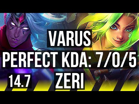 VARUS & Neeko vs ZERI & Rakan (ADC) | 7/0/5, 66% winrate, Godlike | KR Master | 14.7