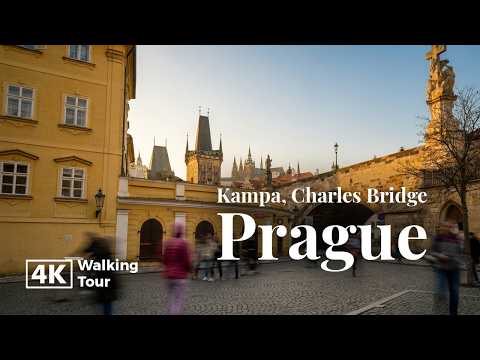 Non-Touristy Walk Through Kampa Island to Charles Bridge | Prague 4K Walking Tour