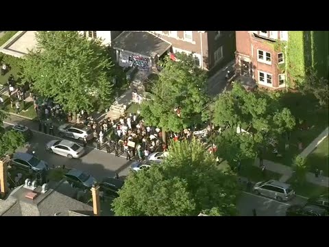Pro-Palestinian protesters surround UChicago IOP building