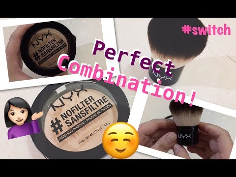 Nyx Professional Makeup #NoFilter Finishing Powder in Light Beige and Pro Brush Kabuki