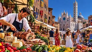 ORTAÇAĞ KENTİNDEKİ İTALYAN GELENEKSEL PAZARI 🇮🇹 SIENA