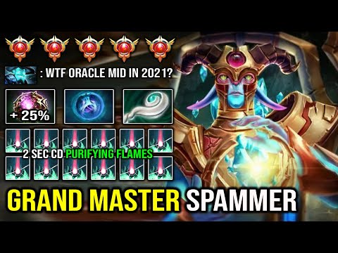 WTF 7.30e Mid Oracle LEVEL 30 Grand Tier 100% Deleted Storm Mid with 2s CD Purifying Flames Dota 2