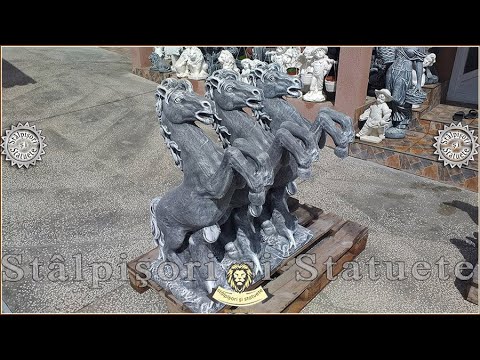 Statuetă căluț mediu, gri patinat, model S37.