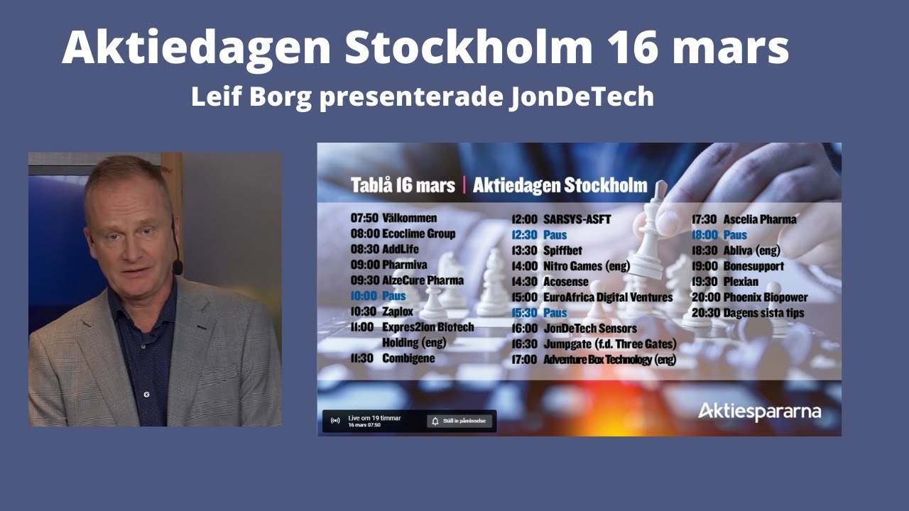 JonDeTech Sensors – Aktiedagen Stockholm 16 mars 2021