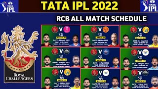 IPL 2022 - Royal Challengers Bangalore All Matches Schedule | RCB All 14 Match Schedule 2022