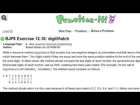 Java Practice It Exercise 12 10 Digitmatch Recursion Recursive Programming