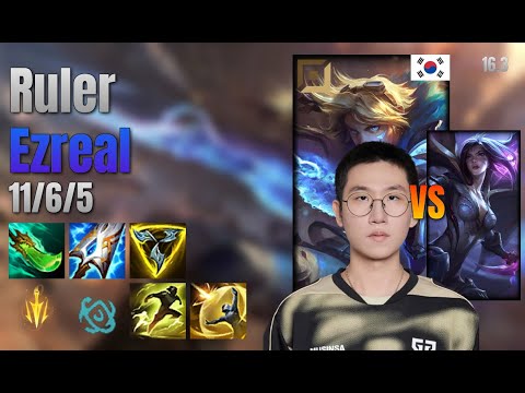 Ruler Adc Ezreal vs Kai'Sa lol KR solo rank Full Game 16.3 | 룰러 이즈리얼 vs 카이사