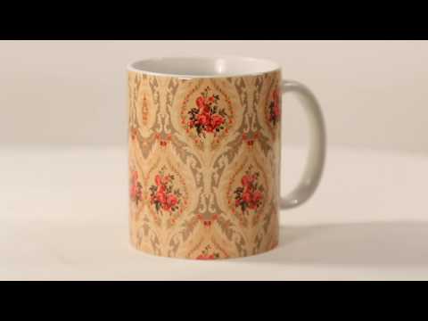 Lastwave vintage flower design 11oz white ceramic coffee mug