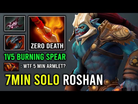 How to Solo Delete Roshan in 7Min with 1v5 Armlet Toggle Unkillable Huskar Dota 2