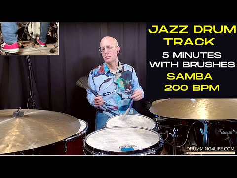 Drum Brushes Backing Track - Samba Drum Groove 200 BPM