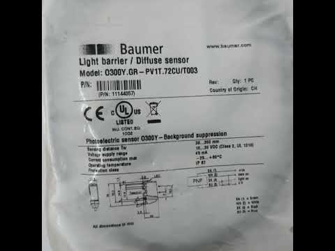 Black Plastic O300Y.GR-11144057 Photoelectric Sensor Baumer, For Industrial