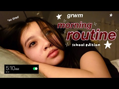 grwm: SCHOOL MORNING ROUTINE🕔(8th grade) waking up at 5 am, mid year update, what's in my backpack