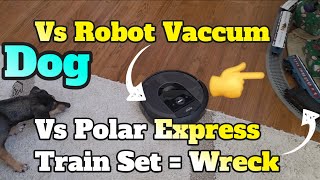 Don't Run a Robot Vaccum with a Train Set under your Christmas Tree! + Dog vs Lionel Polar Express