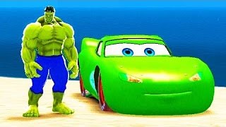 HULK Lightning McQueen Disney CARS & The Farmer In The Dell Nursery Rhymes with CARS Custom Green