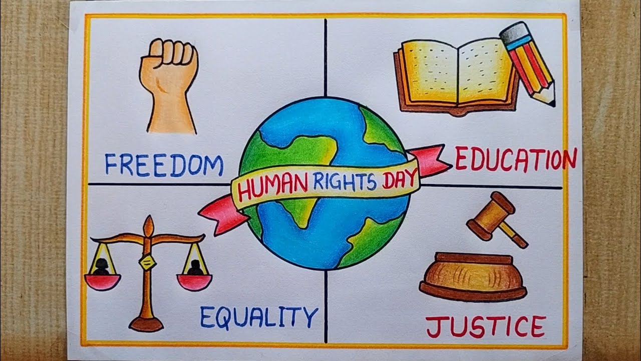 Human Rights Day Poster drawing easy,10th Dec| How to draw Human Right Day drawing| Law Day drawing