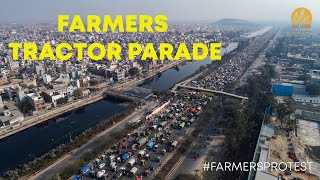 Farmers Tractor Parade  Aerial View  Tractor Rally