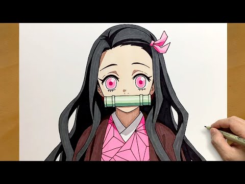How to draw Nezuko Kamado step by step || Nezuko drawing from Demon Slayer || Anime girl drawing