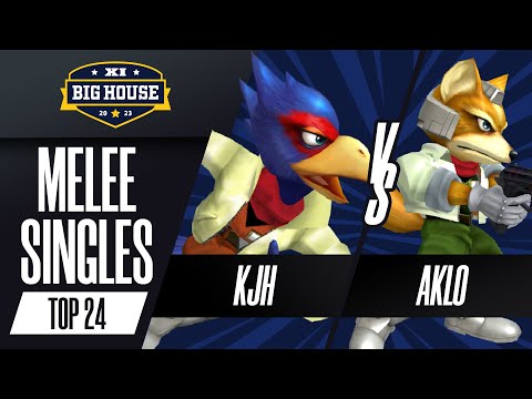 KJH (Falco) vs Aklo (Fox) - Melee Singles Top 8 Qualifier - The Big House 11