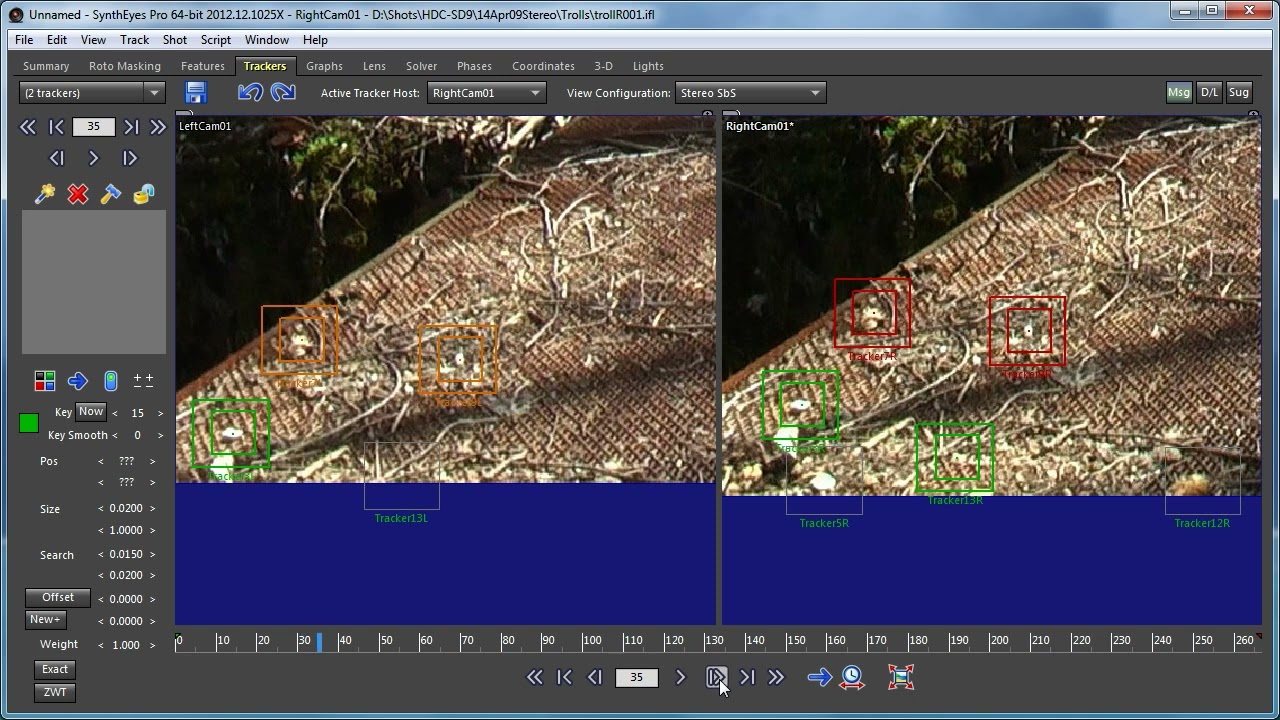 Stereo Tracking with Multiple Camera Views in SynthEyes
