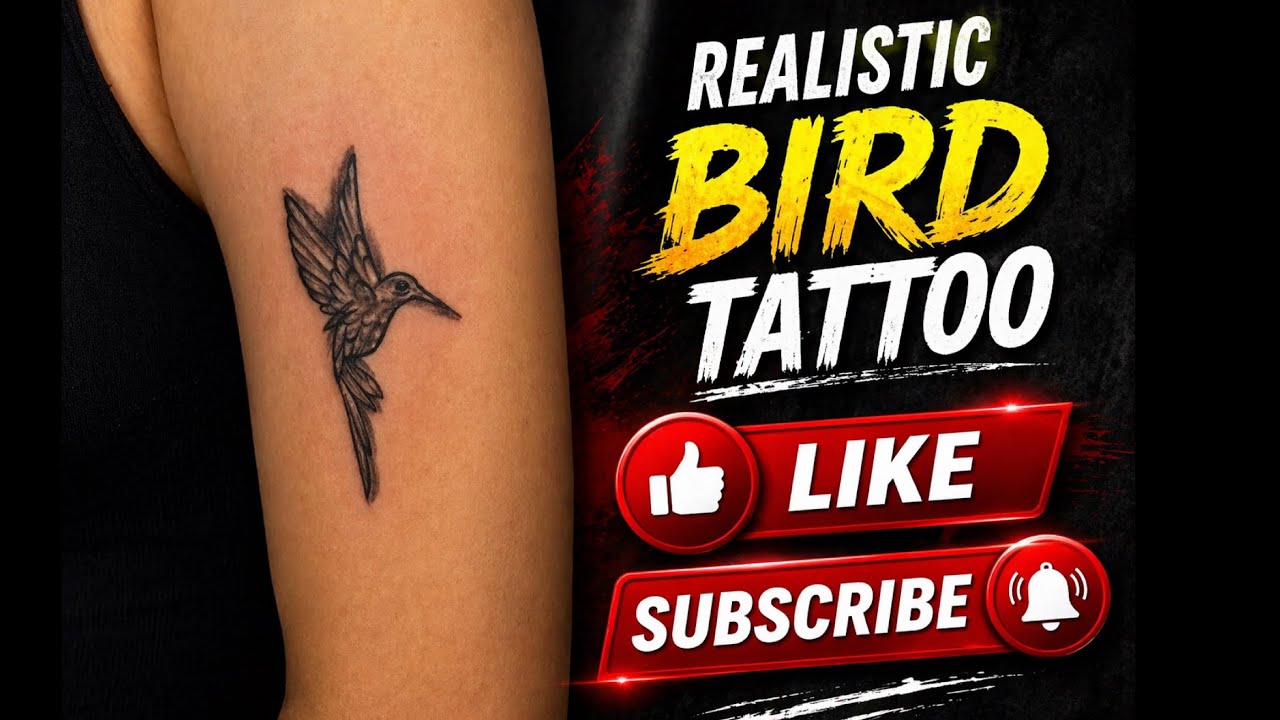 Realistic Bird Tattoo | Full Vlog | art n soul tattoos |  #youtube #tattooartist 