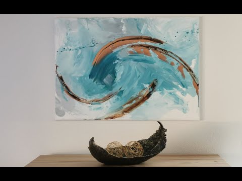 Acryl malen ganz einfach - abstrakt Türkis, für Anfänger - Easy Acrylicpainting for Beginners