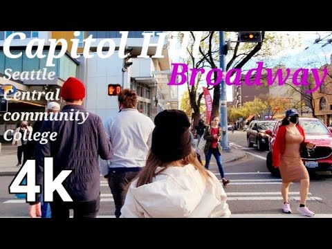 Virtual Walking Tour on Broadway at Capitol Hill of Seattle Washington .