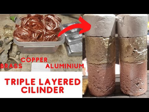 Triple metal meltdown 3 layered cilinders - Devil Foge - Melting copper, brass and aluminium