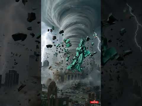 Tornado Tears Down the Statue of Liberty in Apocalyptic Destruction