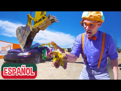 Tritura un Automóvil con la Excavadora de Blippi Español | Aprende a Deletrear para Niños