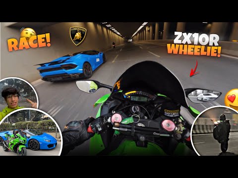 Lamborghini Huracan vs Zx10r *RACE* Sunday ride par 😍🤯