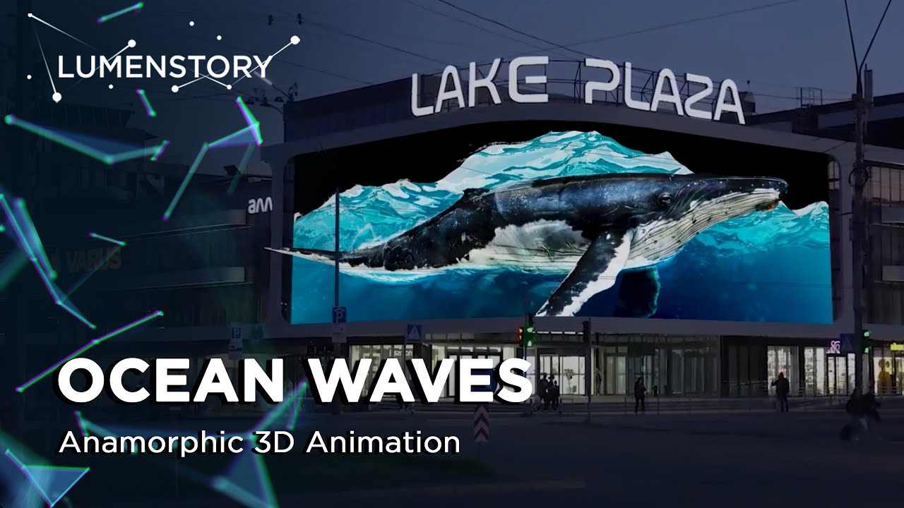 Ocean Waves | 3D Billboard video at the Lake Plaza in the center of Kyiv | lumenstory