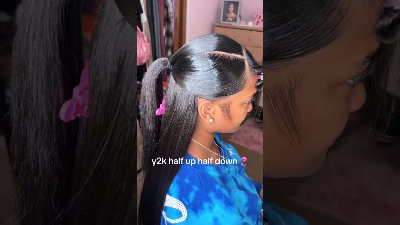 Y2K Half Up Half Down Hairstyle😍😍😍 #oqhair #y2k #halfuphalfdownhairstyle #ponytail #blackgirlmagic