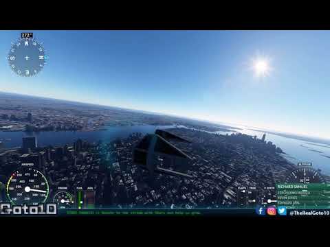 Star Wars Tie Fighter flying around NYC in Flight Sim 2020