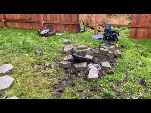 Yard damage after the moose battle