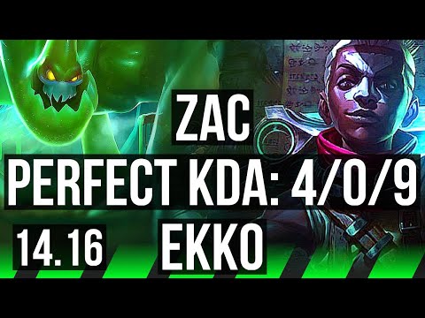 ZAC vs EKKO (JGL) | 4/0/9, 2800+ games | EUW Master | 14.16