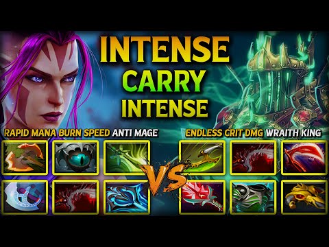 INTENSE CARRY BATTLE | RAPID MANA BURN SPEED ANTI MAGE VS. ENDLESS CRIT DAMAGE WRAITH KING DotA 2