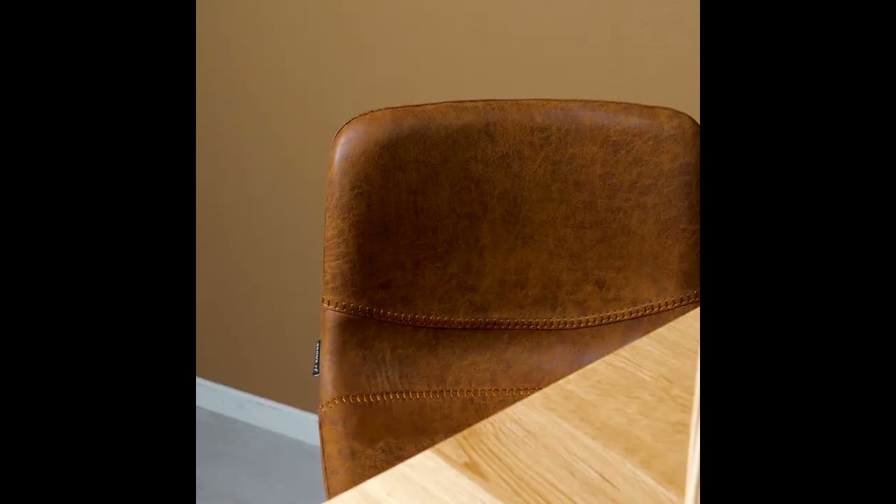 Tabouret de bar industriel Mikky cognac eco-cuir 65-78 cm